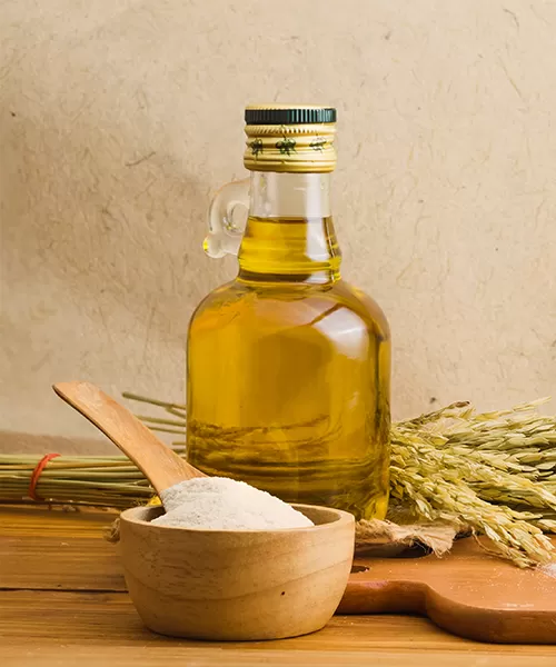 Riz enrichi, farine, huiles